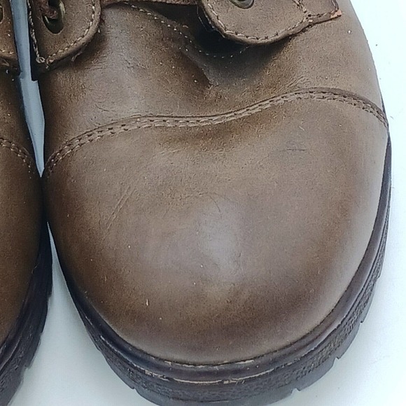 Coolway Bring/Betta Brown Leather Knit Sweater Cuff Ankle Boots Women's Size 8.5 - Picture 4 of 16